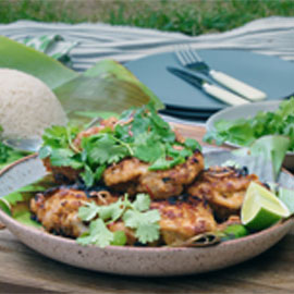 Malaysian Spiced BBQ Chicken With Coconut Rice
